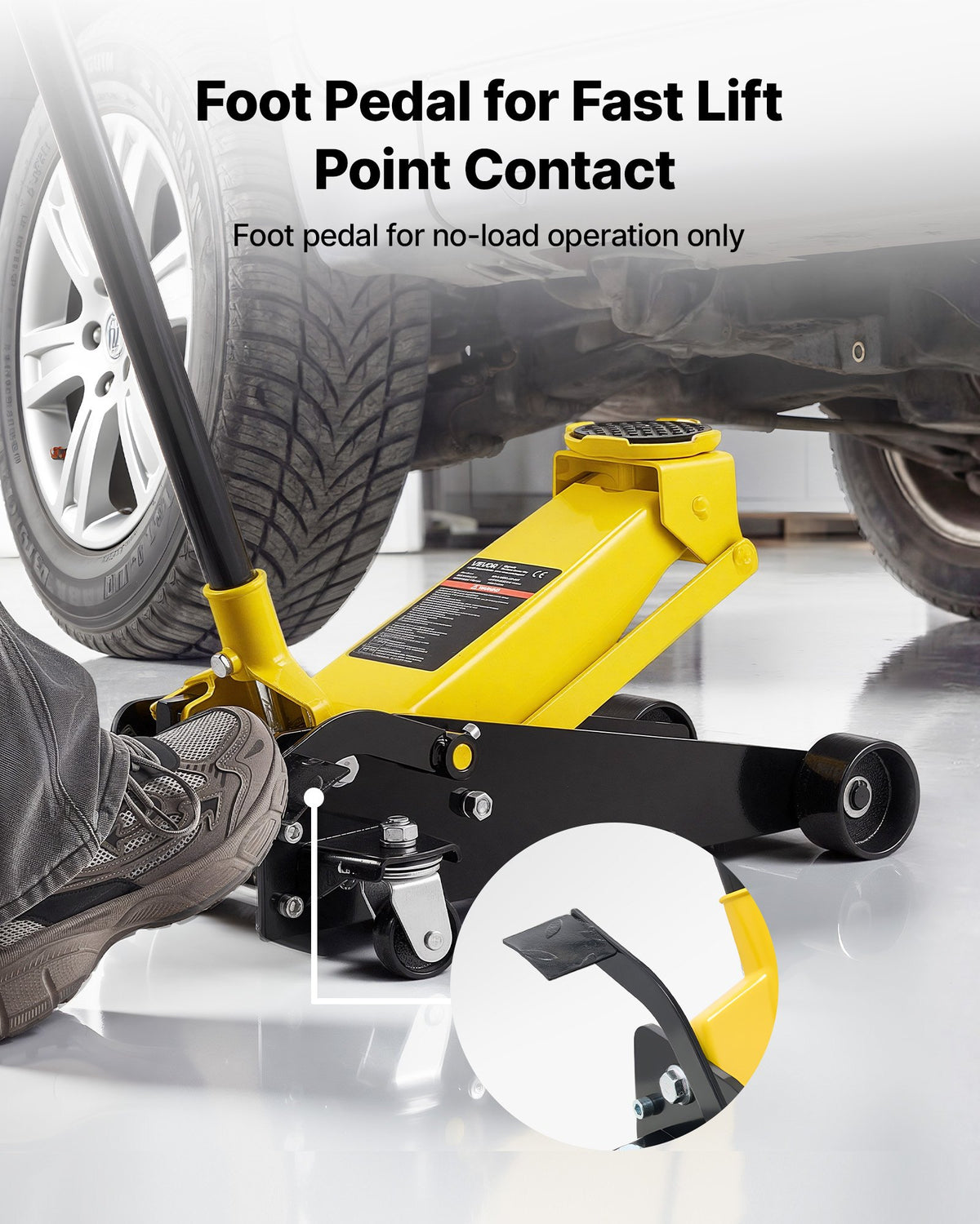 VEVOR Low Profile Floor Jack, 3 Ton Capacity, Steel Racing Floor Jack with Single Piston Quick Lift Pump & Foot Pedal, Hydraulic Trolley Car Lift for Sedans, SUVs, Pickups, Lifting Range 130-500 mm