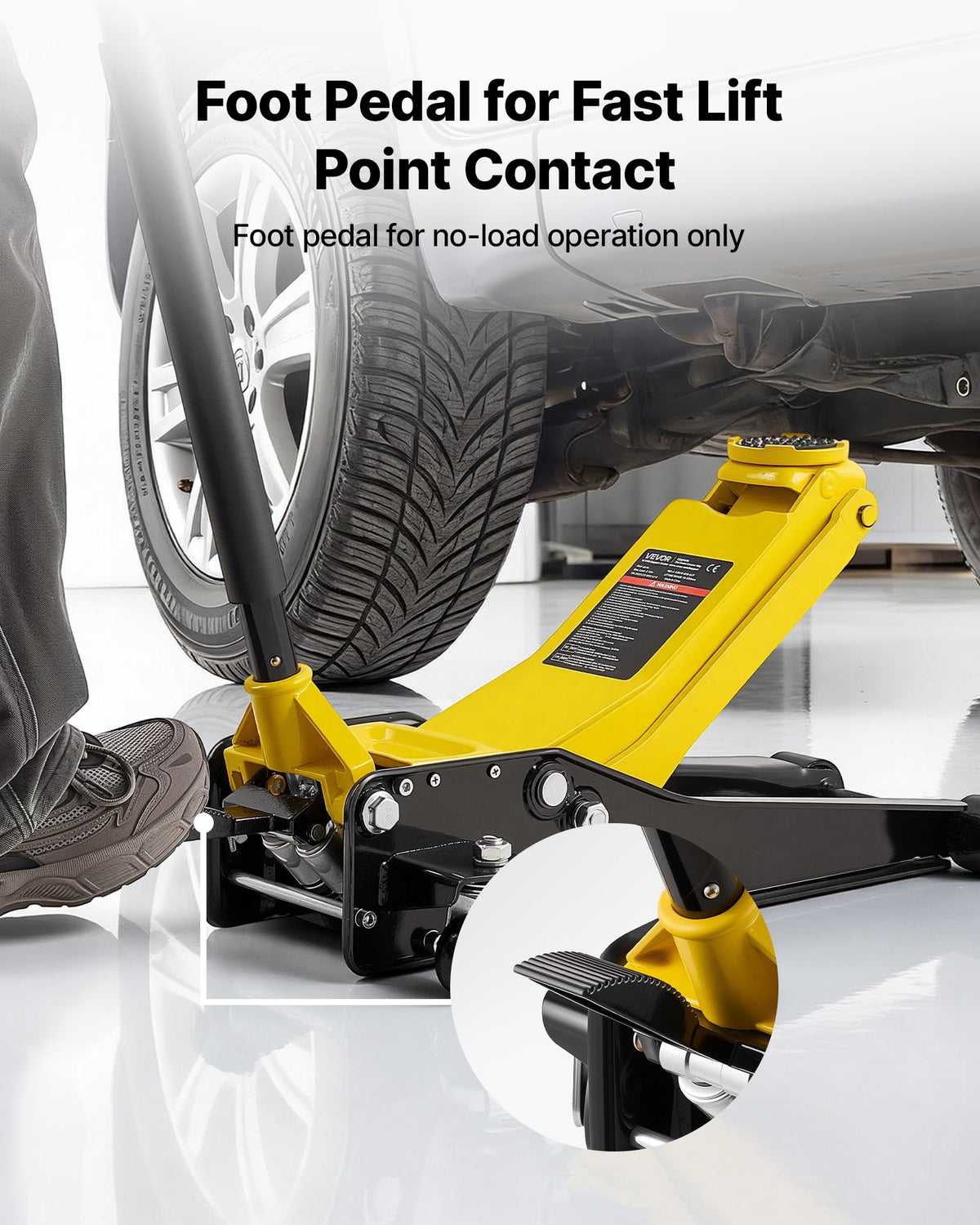 VEVOR Low Profile Floor Jack, 3 Ton Capacity, Steel Racing Floor Jack with Dual Pistons Quick Lift Pump & SUV Adapter, Hydraulic Trolley Car Lift for Sports Cars, Pickups, Lifting Range 75-500 mm