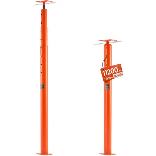 VEVOR House Floor Jack, 54"-150" Height Range, 11200 lbs Max Load Capacity, Adjustable Support Beam Basement Jack Post Pole for Leveling, Lift Support Steel Telescoping Jack for Temporary Support
