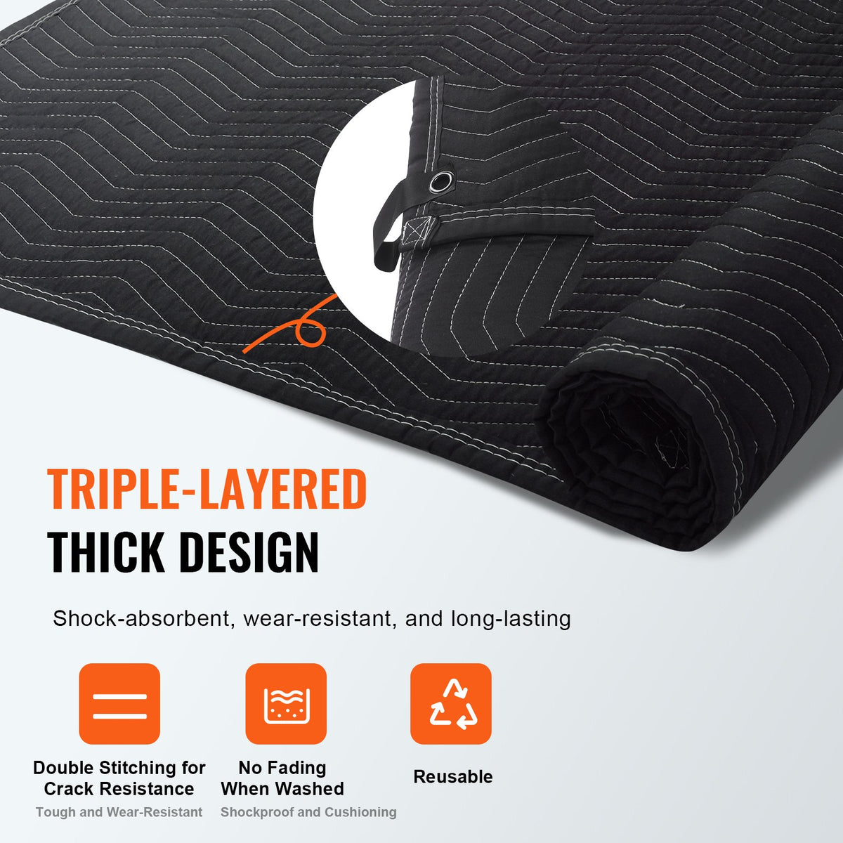 VEVOR Sound Dampening Blanket, 243.8 x 203.2 cm, Extra Large Studio Grommeted Soundproof Blanket with Grommets, Light Blocker for Door Acoustic Noise Blocking Blanket Studio Sound Absorption Sheet, Black