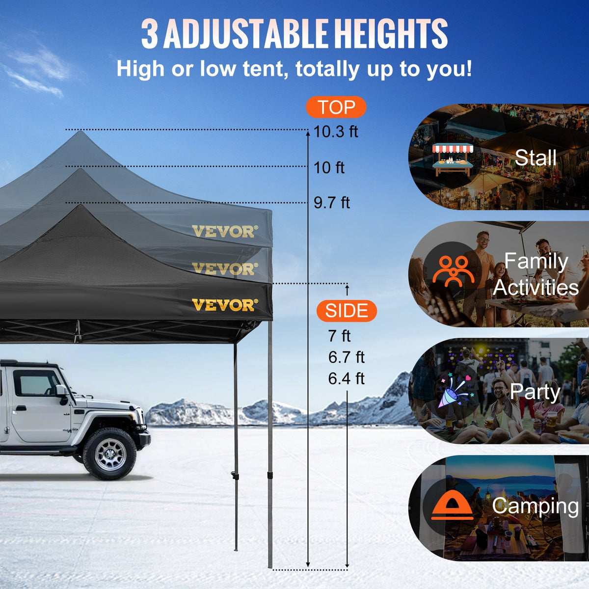 VEVOR 304.8 x 304.8 cm Pop Up Canopy Tent