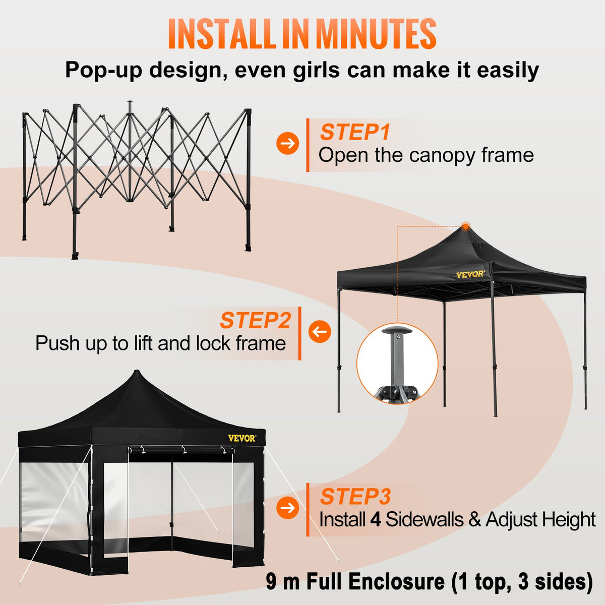 VEVOR 304.8 x 304.8 cm Pop Up Canopy Tent
