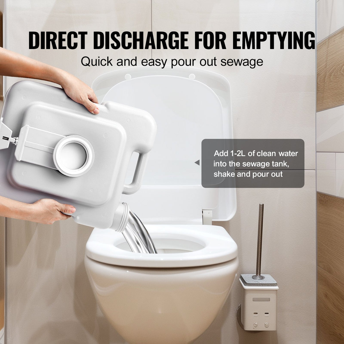 VEVOR Portable Toilet for Camping with Carry Bag, RV Toilet with 3.2 Gal Waste Tank, Push-Button Pressurized Flush Commode, Leak-proof and Odourless Travel Toilet for Adults Kids Camping Car