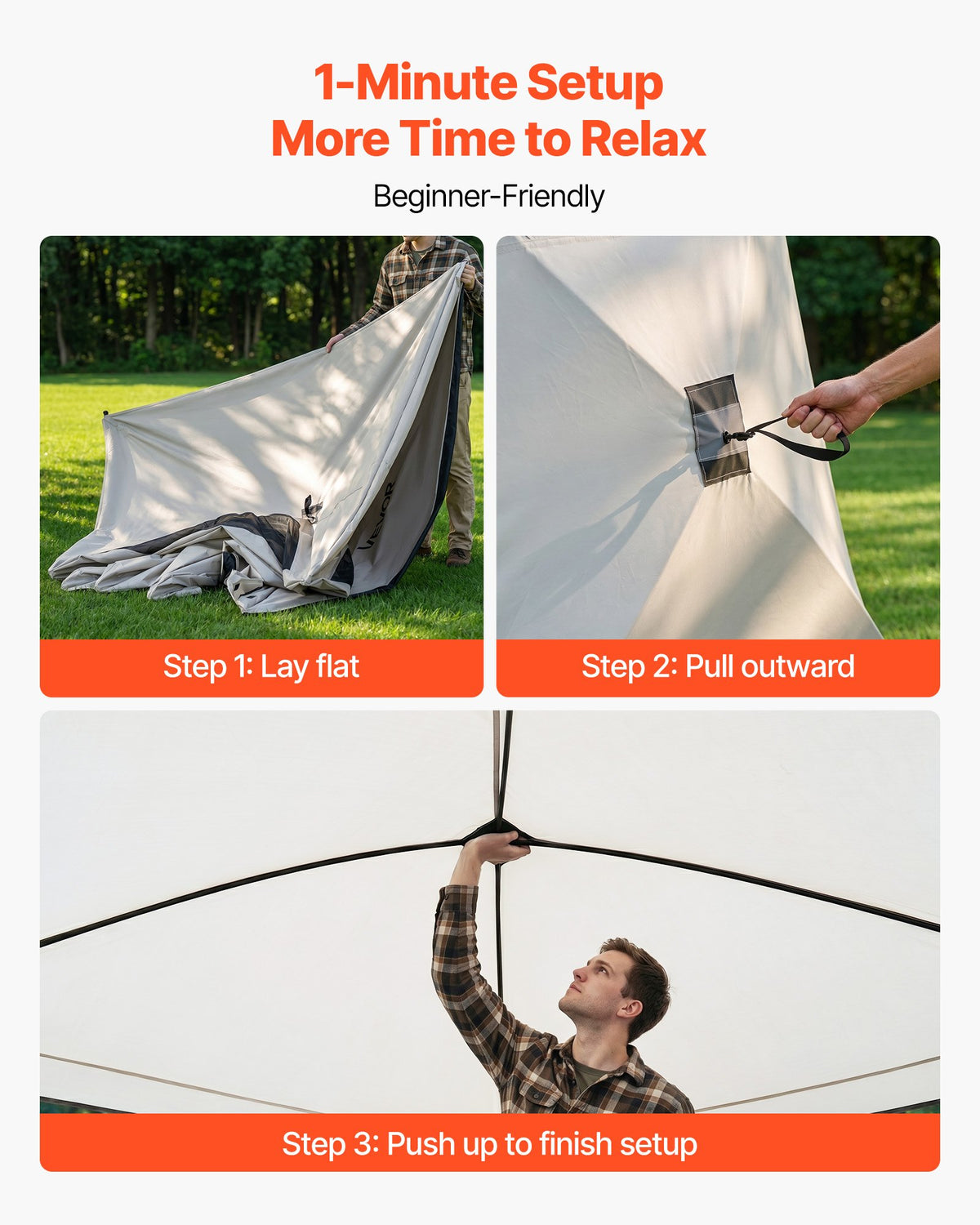 VEVOR Camping Tent, 4 Person Pop Up Instant Cabin Tent with Large Mesh Windows, 60 Seconds Easy Setup, Portable Cabin Hub Tents with Carry Bag for Family Outdoor Camping & Hiking, Upgraded Ventilation