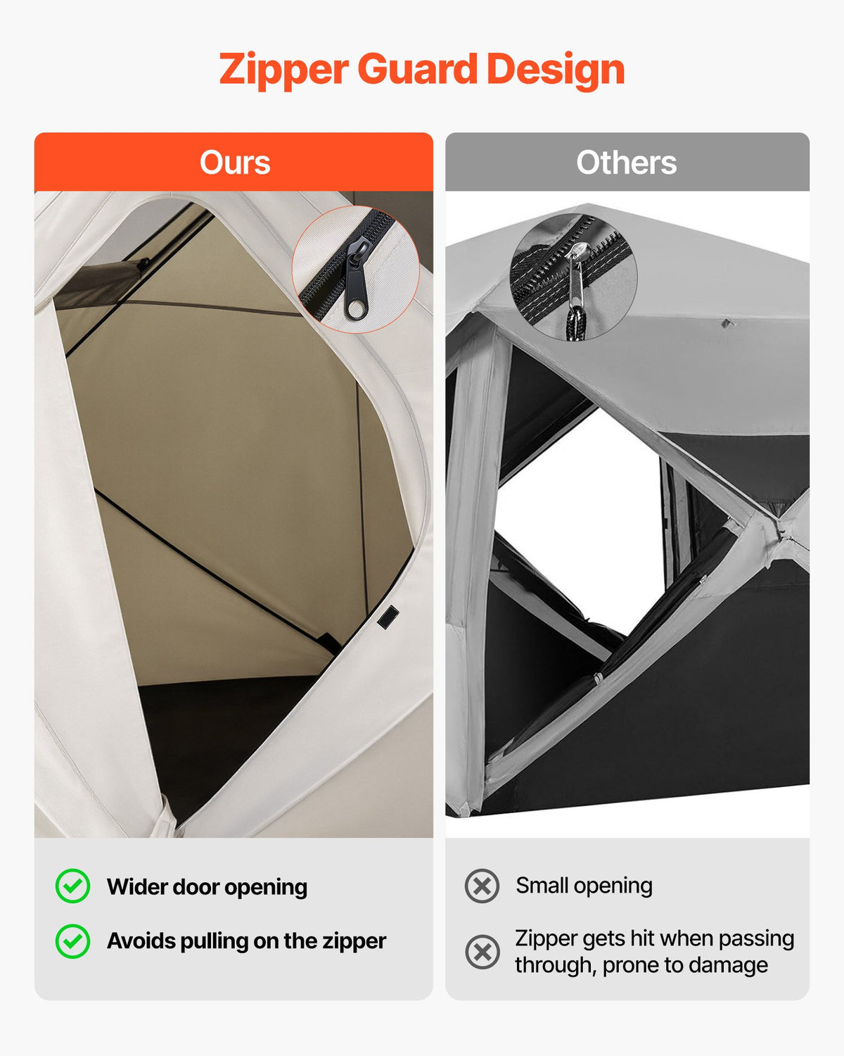 VEVOR Camping Tent, 4 Person Pop Up Instant Cabin Tent with Large Mesh Windows, 60 Seconds Easy Setup, Portable Cabin Hub Tents with Carry Bag for Family Outdoor Camping & Hiking, Upgraded Ventilation
