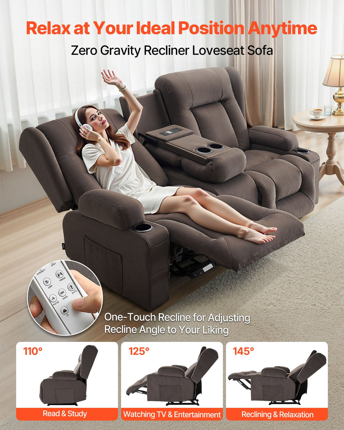 VEVOR Loveseat Recliner Sofa