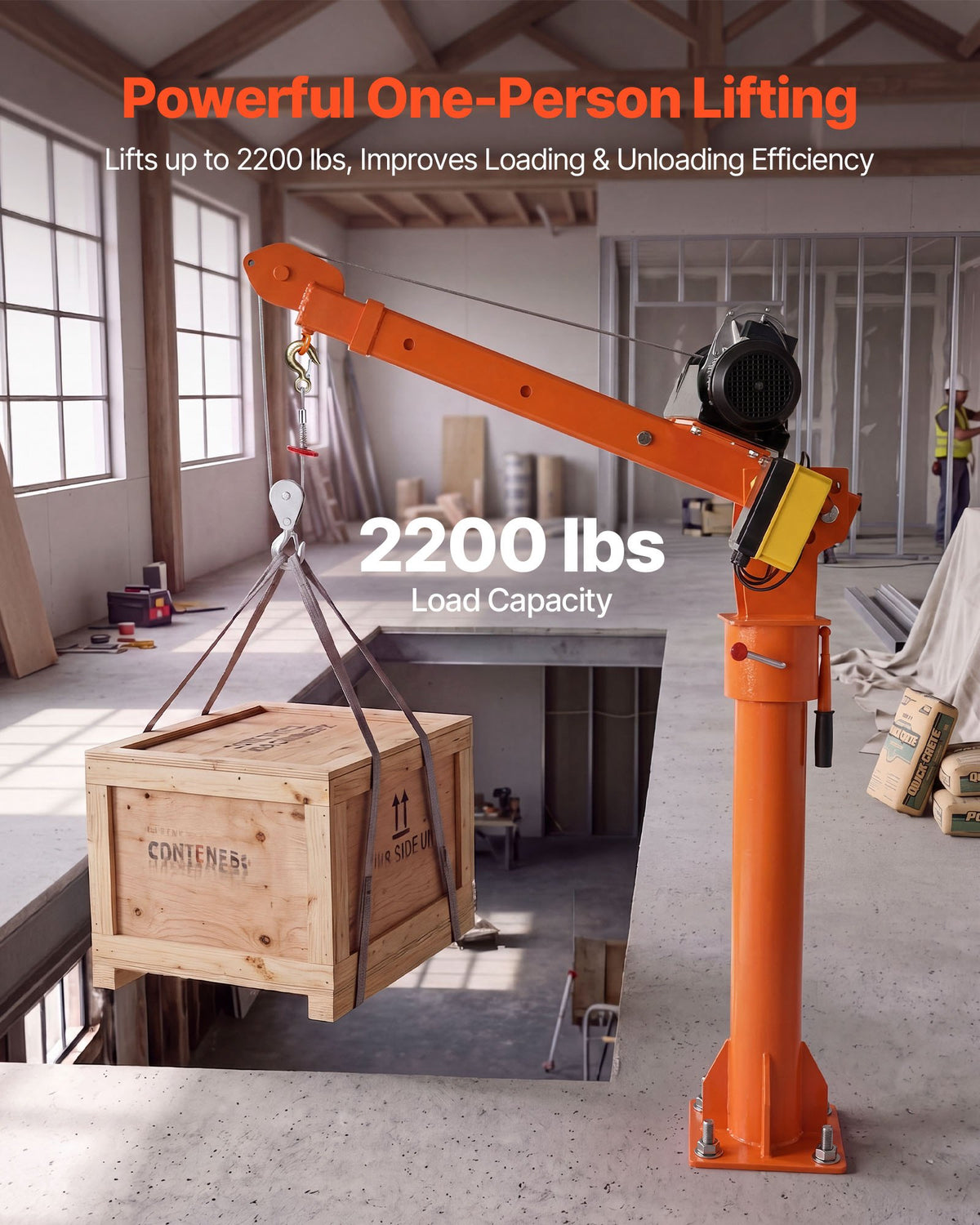 VEVOR Electric Truck Crane, 998 kg Pickup Truck Crane with 998 kg Electric Hoist, 360° Rotating Telescopic Boom, Premium Galvanized Steel, Foldable Pickup Bed Jib Hoist for Machine Lumber Lifting