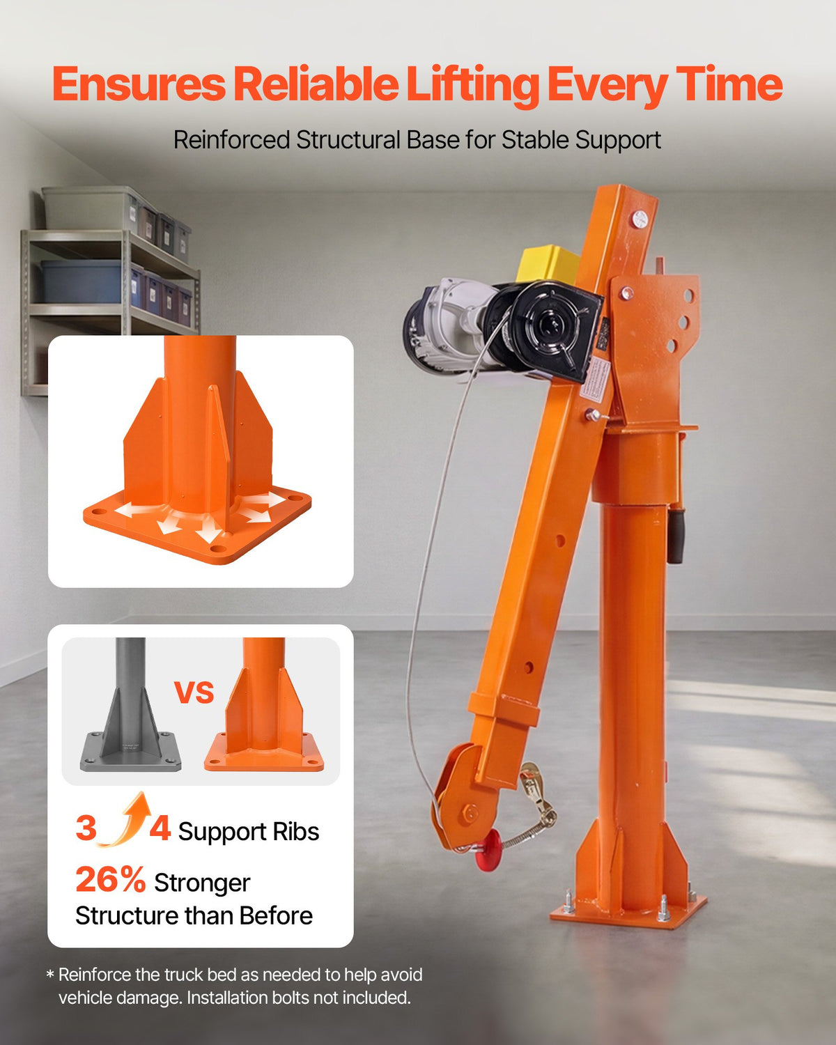 VEVOR Electric Truck Crane, 998 kg Pickup Truck Crane with 998 kg Electric Hoist, 360° Rotating Telescopic Boom, Premium Galvanized Steel, Foldable Pickup Bed Jib Hoist for Machine Lumber Lifting