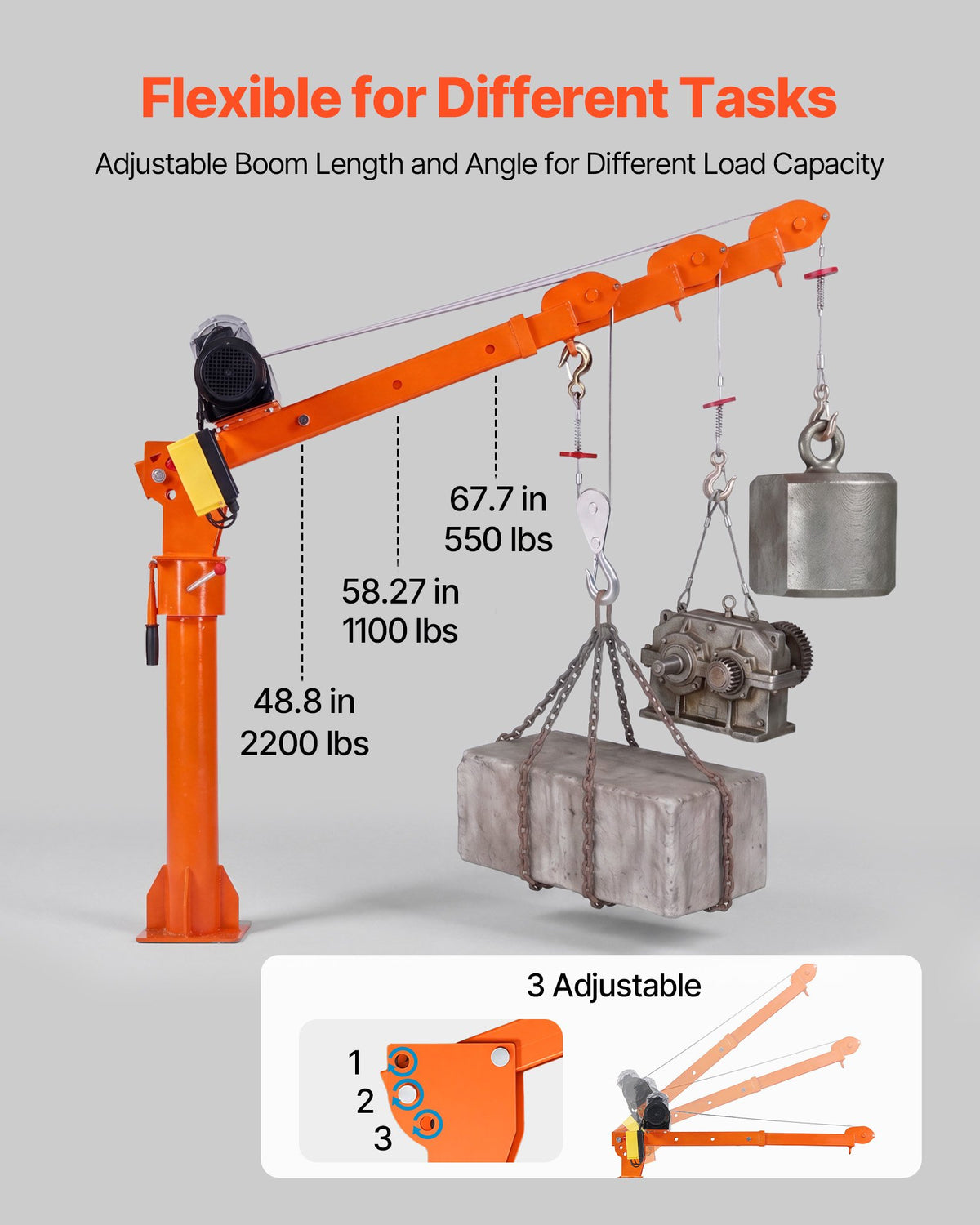 VEVOR Electric Truck Crane, 998 kg Pickup Truck Crane with 998 kg Electric Hoist, 360° Rotating Telescopic Boom, Premium Galvanized Steel, Foldable Pickup Bed Jib Hoist for Machine Lumber Lifting