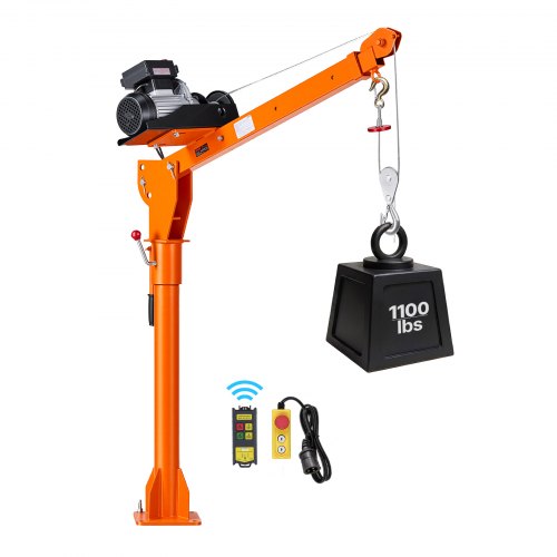 VEVOR Electric Truck Crane, 499 kg Pickup Truck Crane with PA800 Electric Hoist, 360° Rotating Telescopic Boom, Premium Galvanized Steel,Foldable Pickup Bed Jib Hoist for Machine Lumber Lifting