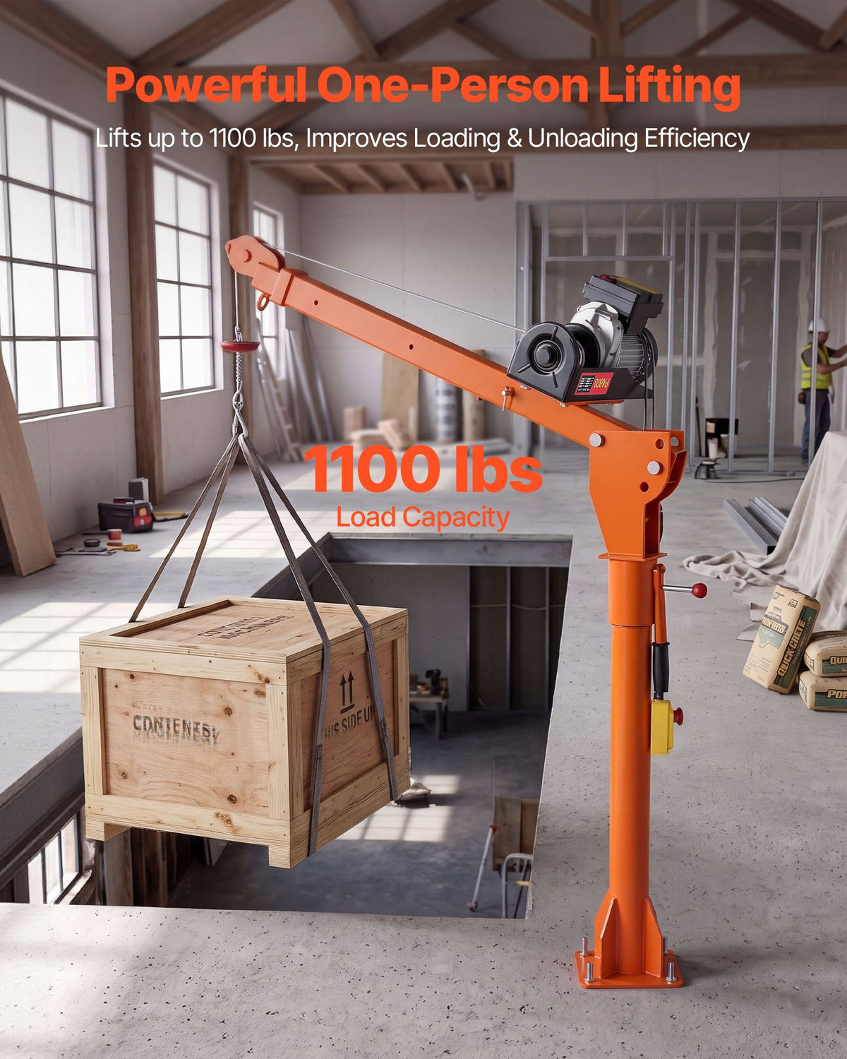 VEVOR Electric Truck Crane, 499 kg Pickup Truck Crane with PA800 Electric Hoist, 360° Rotating Telescopic Boom, Premium Galvanized Steel,Foldable Pickup Bed Jib Hoist for Machine Lumber Lifting