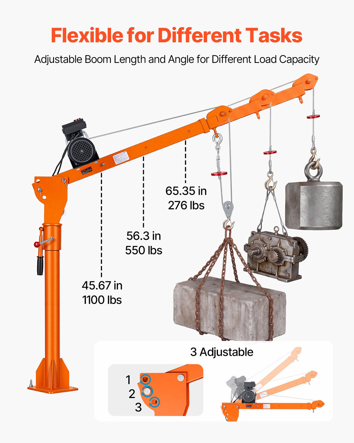 VEVOR Electric Truck Crane, 499 kg Pickup Truck Crane with PA800 Electric Hoist, 360° Rotating Telescopic Boom, Premium Galvanized Steel,Foldable Pickup Bed Jib Hoist for Machine Lumber Lifting