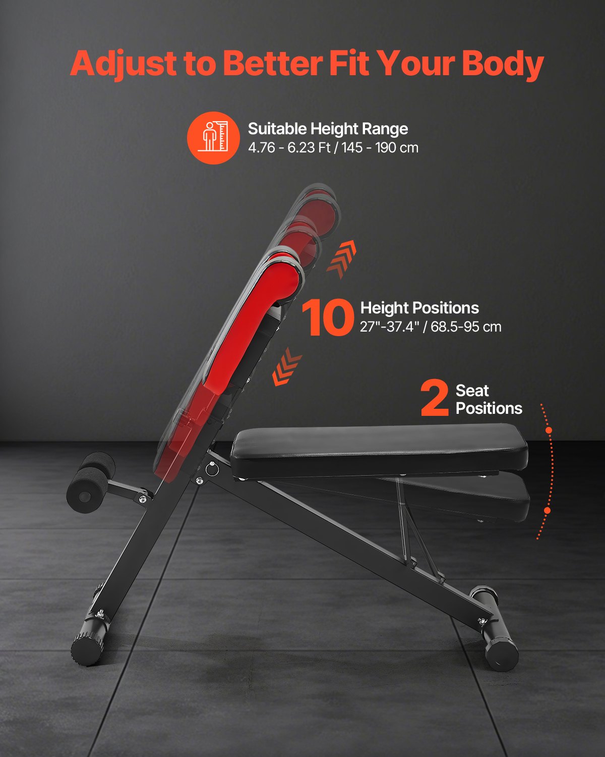 VEVOR Multi-Functional Weight Bench for Full Body Workout, Roman Chair Hyperextension Bench, 330 lbs Adjustable & Foldable Equipment for Back Arm Core Ab Workout, Sit Up Exercise Machine for Home Gym