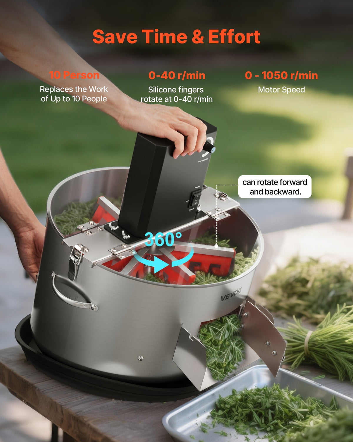 VEVOR Electric Bud Leaf Trimmer, 2-in-1 Manual & Electric, 370mm  Bud Trimmer with Stainless Steel Blades, Visual Cutting, Wet & Dry Hydroponic Cutting Machine with Tray, for Plant Buds Flowers