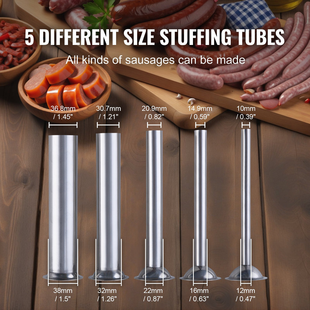 VEVOR Electric Sausage Stuffer, 25 L / 55 LBS Vertical Meat Stuffer, 400W Motor, Stepless Speed Control and Foot Pedal, Made of Food-grade 304 Stainless Steel, 5 Stuffing Tubes for Home, Commercial