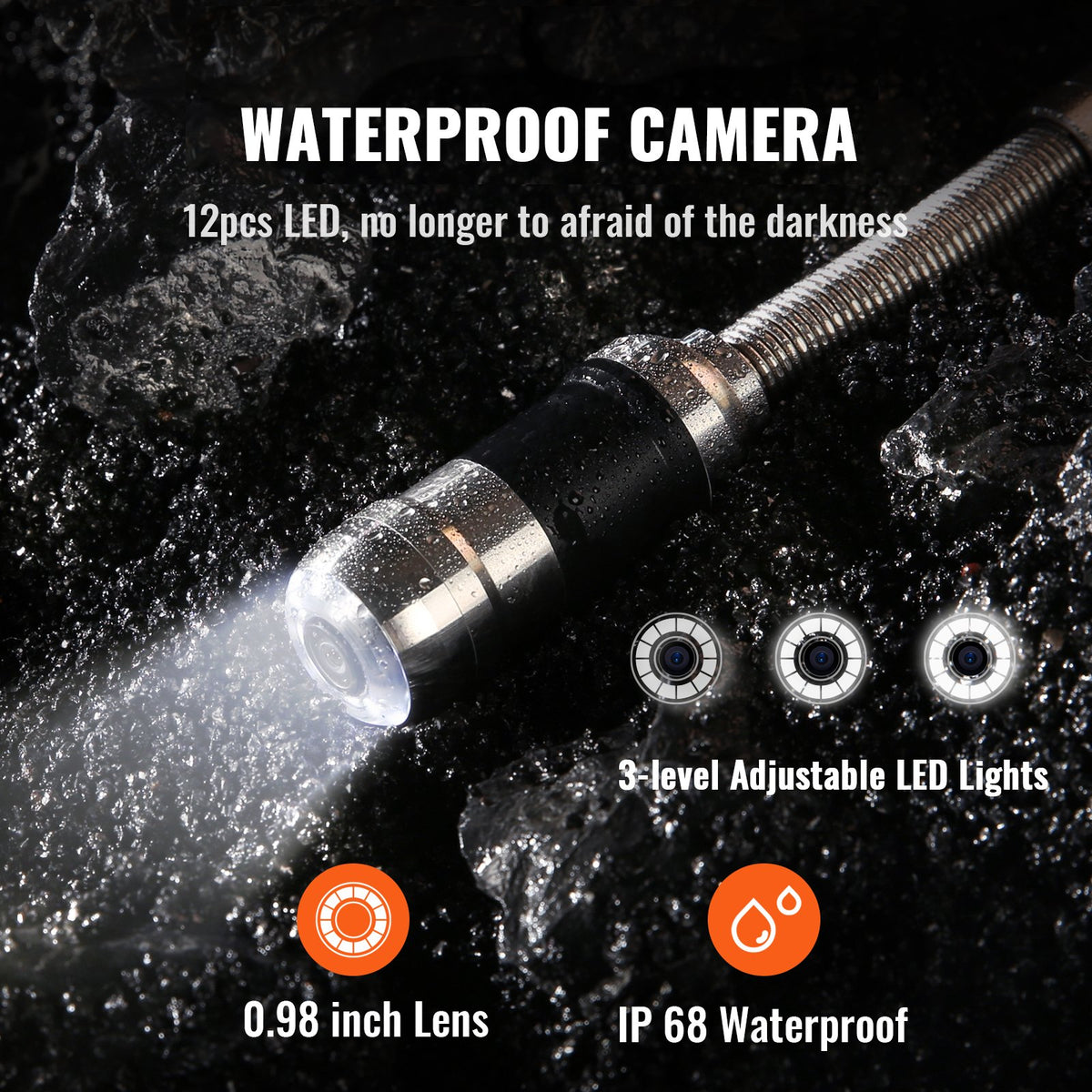 VEVOR Sewer Camera Pipe Inspection Camera 17.8 cm 1000TVL Camera 30.5m w/Locator 512Hz