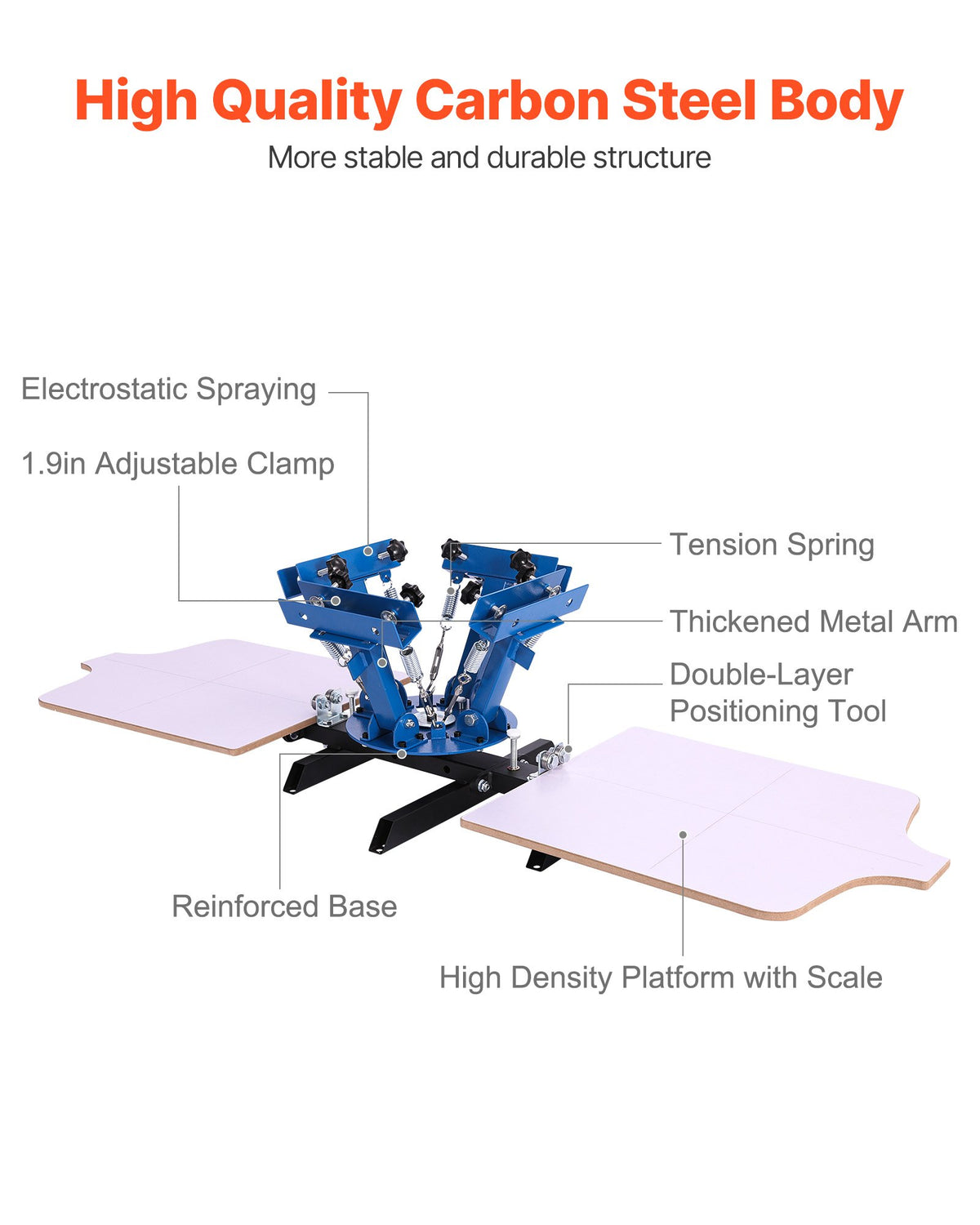 VEVOR Screen Printing Machine 4 Color 2 Station Silk Screen Printing Press, 540 x 450 mm, 360° Rotatable, Accurate Positioning, Powder-Coated Carbon Steel, for T-shirt DIY, Home and Commercial