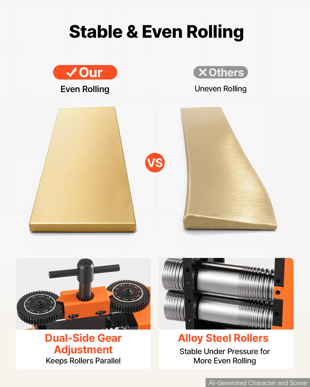 VEVOR Rolling Mill 3-in-1 Flat Square Round Electric Roller Mill Machine, Jewelry DIY Tool, 0.03-7 mm Adjustable Thickness, Stable & Even Rolling, for Pressing Ductile Metals, Gold, Silver, Copper