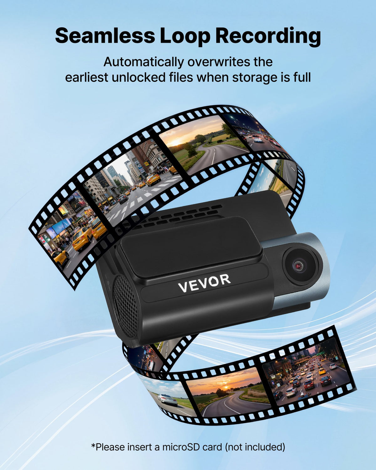 VEVOR Dash Cam Front and Rear