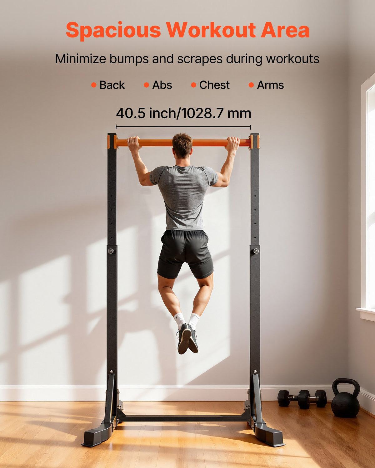 VEVOR Pull Up Bar, 150kg Capacity Portable Pullup Bar Station, Pullup Bars Free Standing with H-Frame Structure & Heavy-Duty Steel Tube, 8 Level Height Adjustment Gravity Fitness for Arms Back Chest
