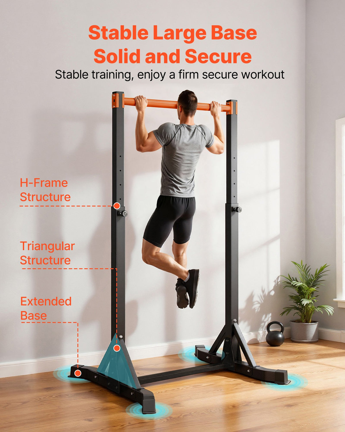 VEVOR Pull Up Bar, 150kg Capacity Portable Pullup Bar Station, Pullup Bars Free Standing with H-Frame Structure & Heavy-Duty Steel Tube, 8 Level Height Adjustment Gravity Fitness for Arms Back Chest