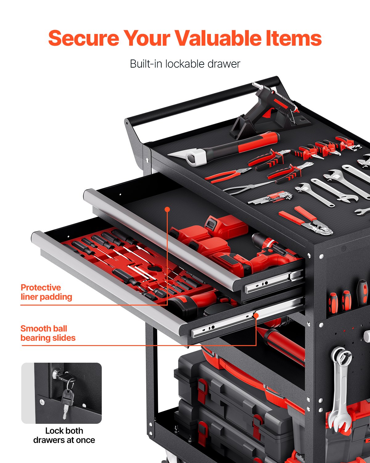VEVOR 5-Tier Tool Cart with Wheels