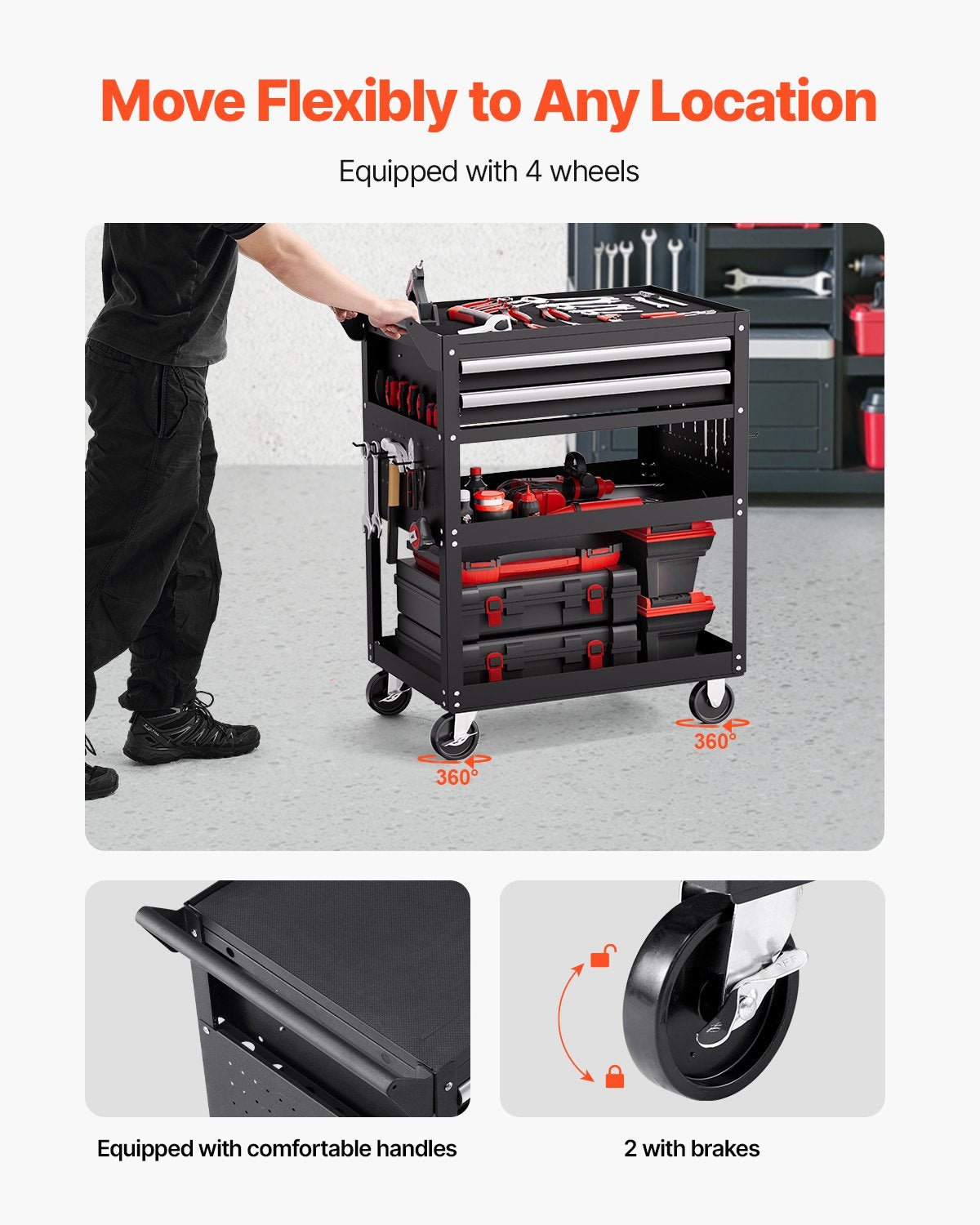 VEVOR 5-Tier Tool Cart with Wheels