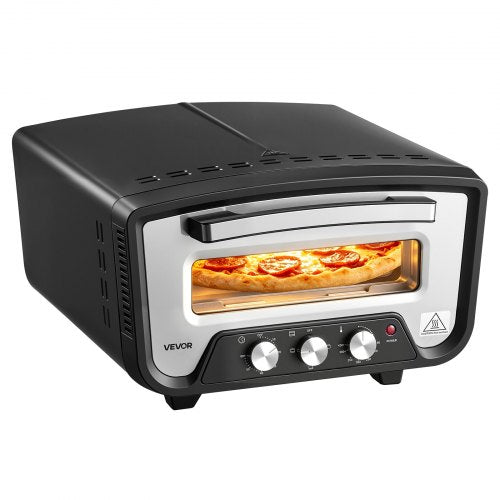 VEVOR Electric Pizza Oven, 30.5 cm, Countertop Pizza Maker, 2200W, 430℃ for Home Kitchen Restaurants, Cold-Rolled Steel Shell, Independent Temp & Time Control, Commercial Pizzas Cooker with Stone