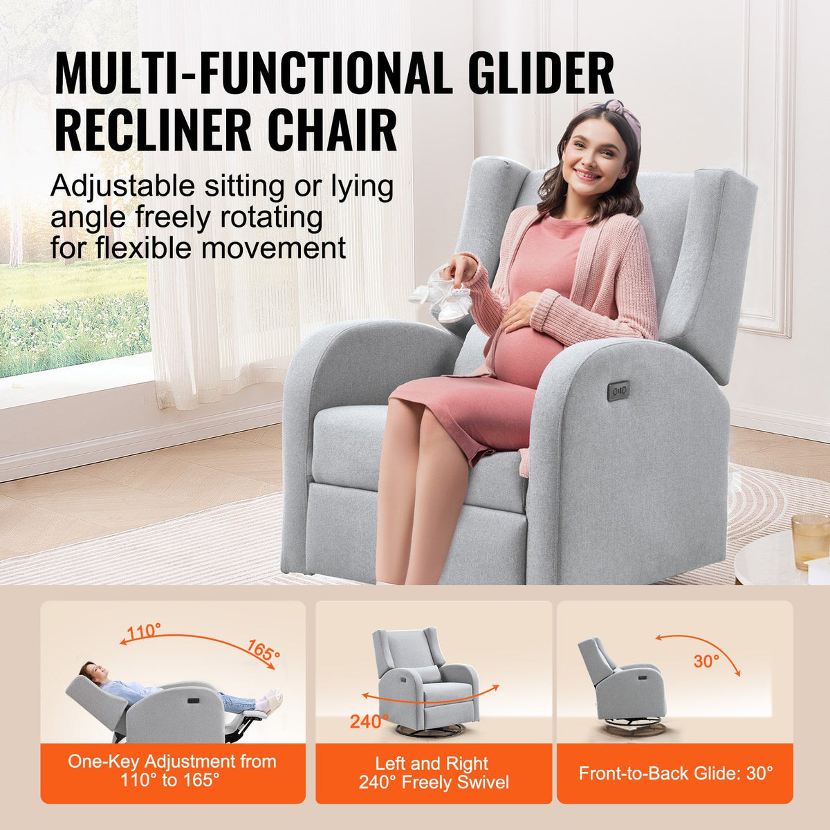 VEVOR Electronic Power Recliner and Swivel Glider