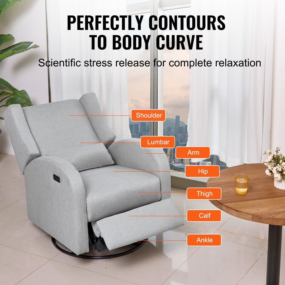 VEVOR Electronic Power Recliner and Swivel Glider