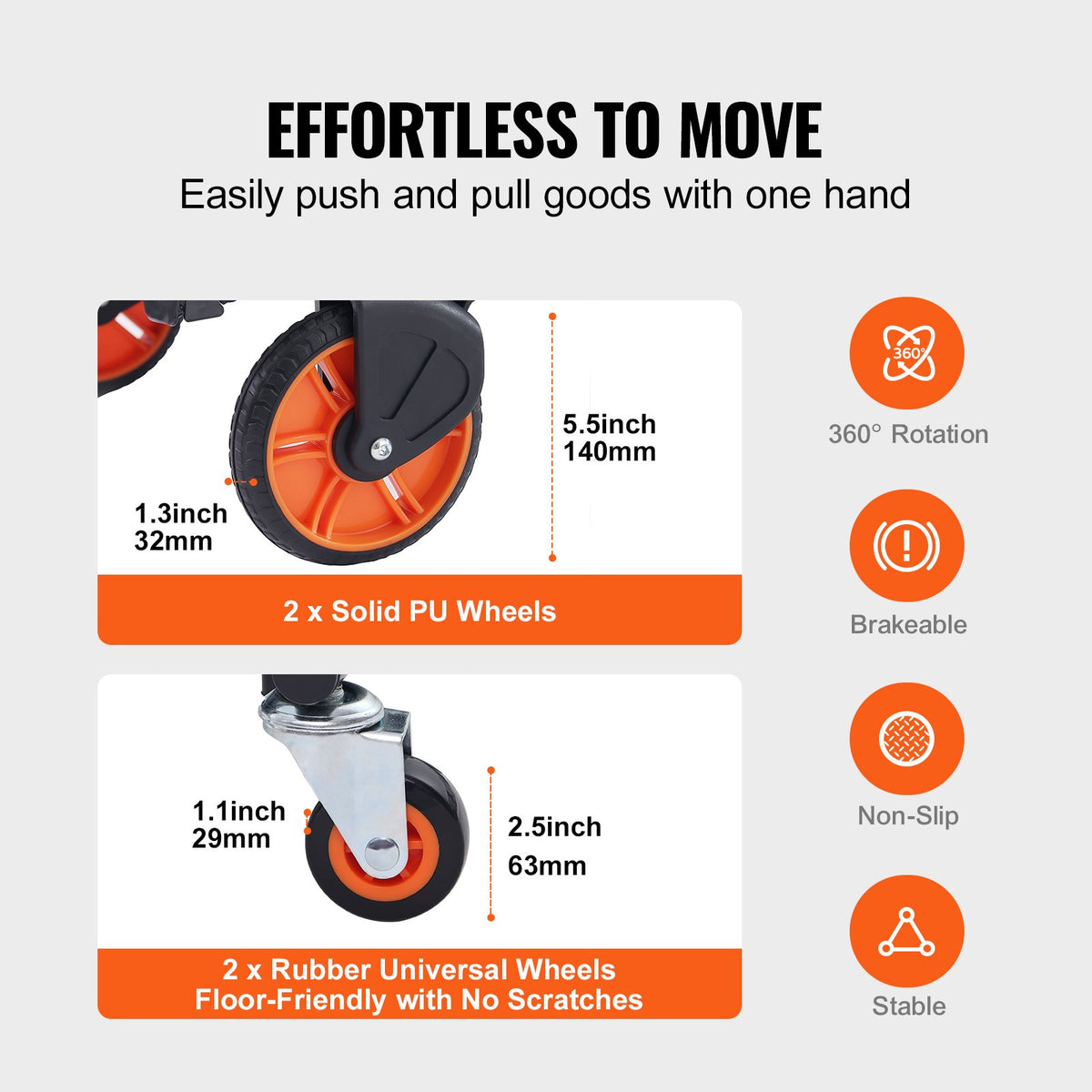 VEVOR Aluminum Hand Truck, 2 in 1, 136.1 kg Load Capacity, Heavy Duty Industrial Convertible Folding Hand Truck and Dolly, Utility Cart Converts from Hand Truck to Platform Cart with Rubber Wheels