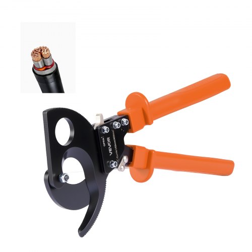 VEVOR Ratcheting Cable Cutter, Spring Steel Blades with PVC-Coated Handles, Quick-Release Button, Heavy Duty Ratchet Cable Wire Cutter for Cutting Copper & Aluminum Cables Up to 800 MCM / 400 mm²