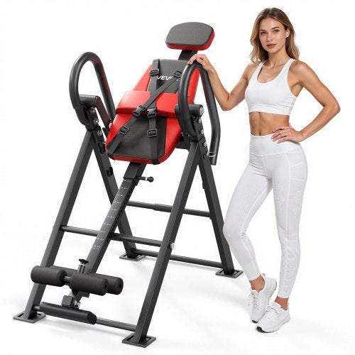 VEVOR Inversion Table, 136 kg Capacity Heavy Duty Back Inverter Stretcher, Inverted Table with Stable Structure, Dual-Roller Locking, Decompression Tables for Shoulders, Neck, Back, Knees