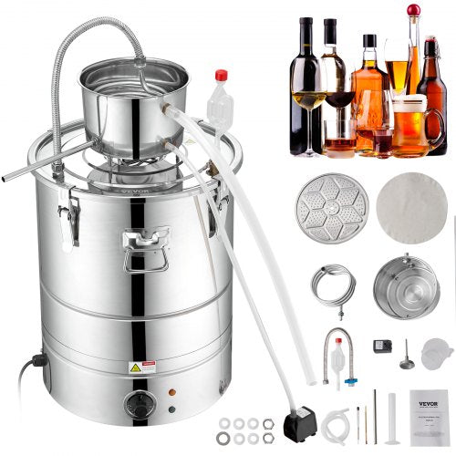 VEVOR Essential Oil Still Water Distiller 49.2L with Thumper Keg & Water Pump