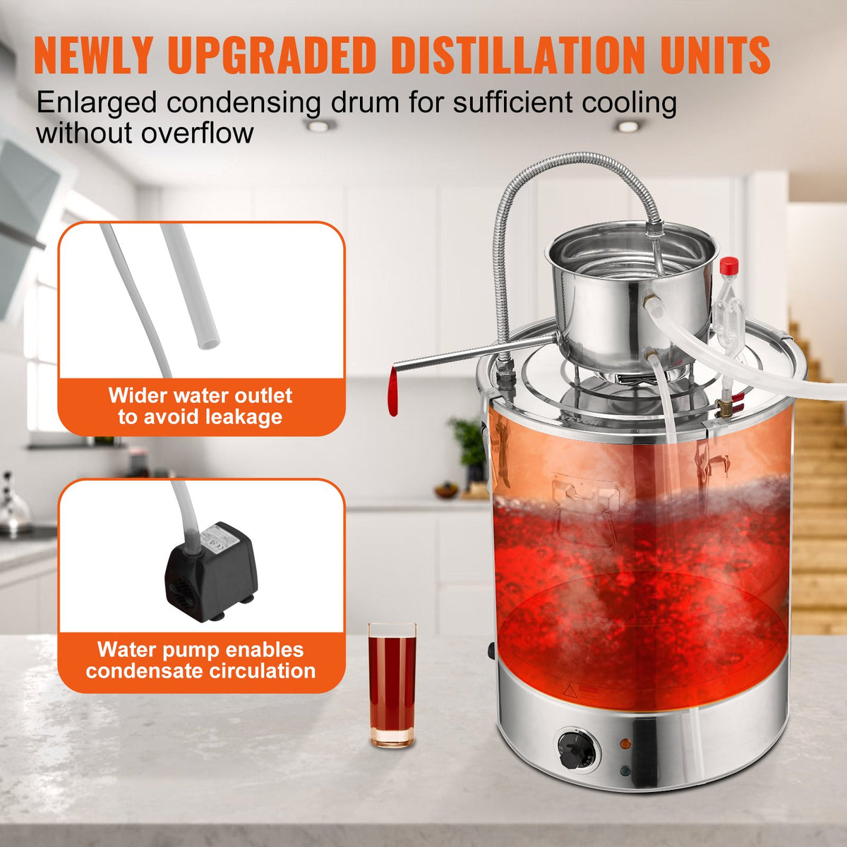 VEVOR Essential Oil Still Water Distiller 49.2L with Thumper Keg & Water Pump