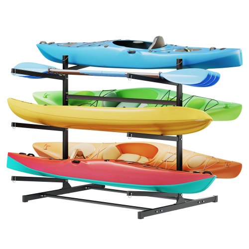 VEVOR Kayak Storage Rack for 6 Kayaks, Holds 180 kg, Heavy Duty Freestanding Stand for Indoor Outdoor Garage Shed Dock, Storage Rack Stand Holder for Canoe, Small Boat, SUP, Surfboard & Paddleboard