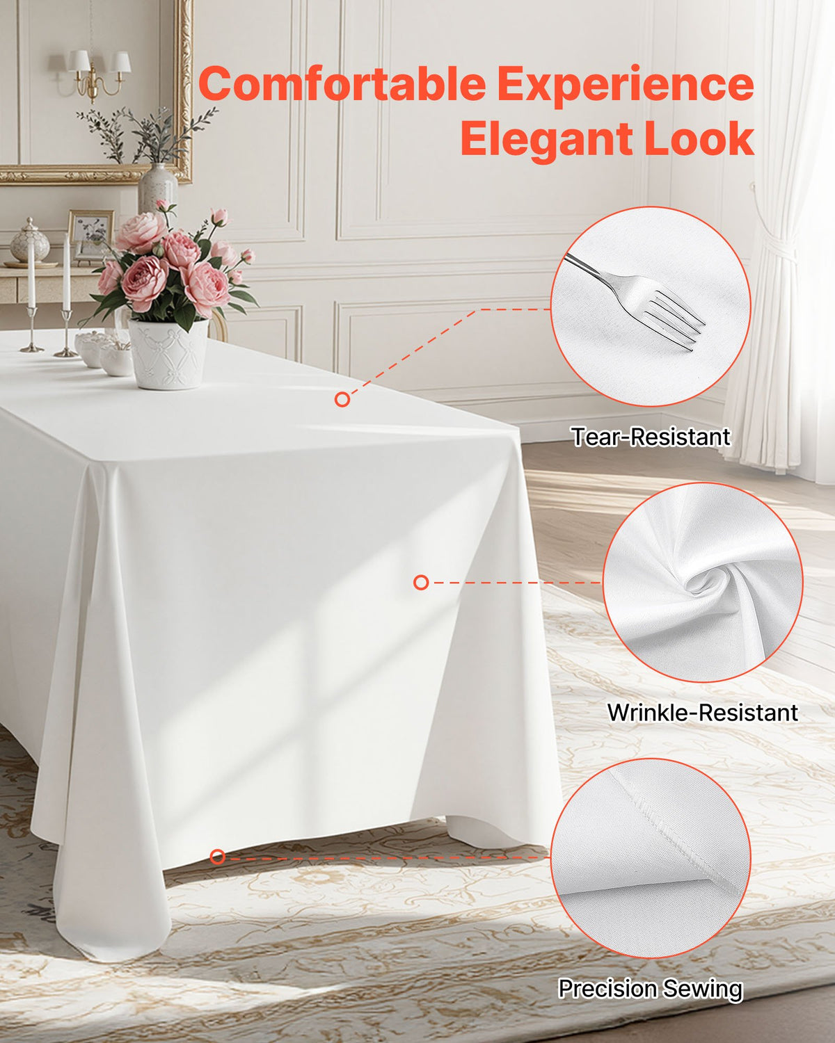VEVOR White Tablecloths for Rectangle Tables