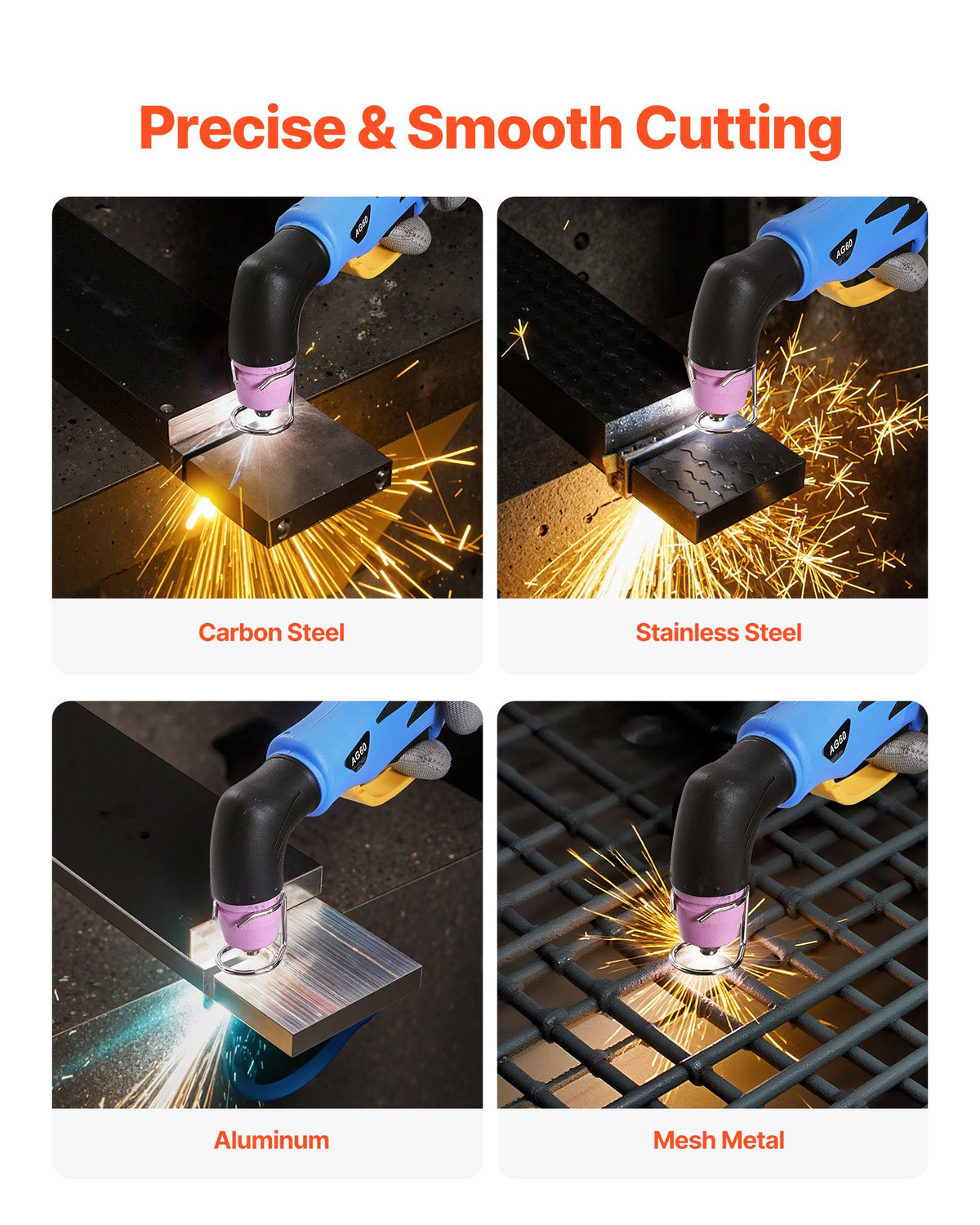 VEVOR Plasma Cutter, 60A Non-Touch Pilot Arc Plasma Cutting Machine, Digital Display IGBT Inverter - with 2T/4T Function & Adjustable PA/PT Time for Industrial Use (400V 3-Phase Power Supply)
