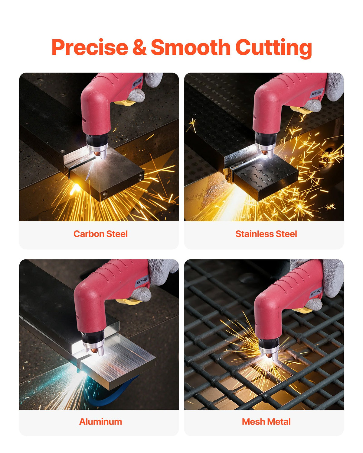 VEVOR Plasma Cutter, 65A Non-Touch Pilot Arc Plasma Cutting Machine Non-High Frequency - with 2T/4T Function & Adjustable PT Time, Digital Display IGBT Inverter for Home Repairs, Workshops