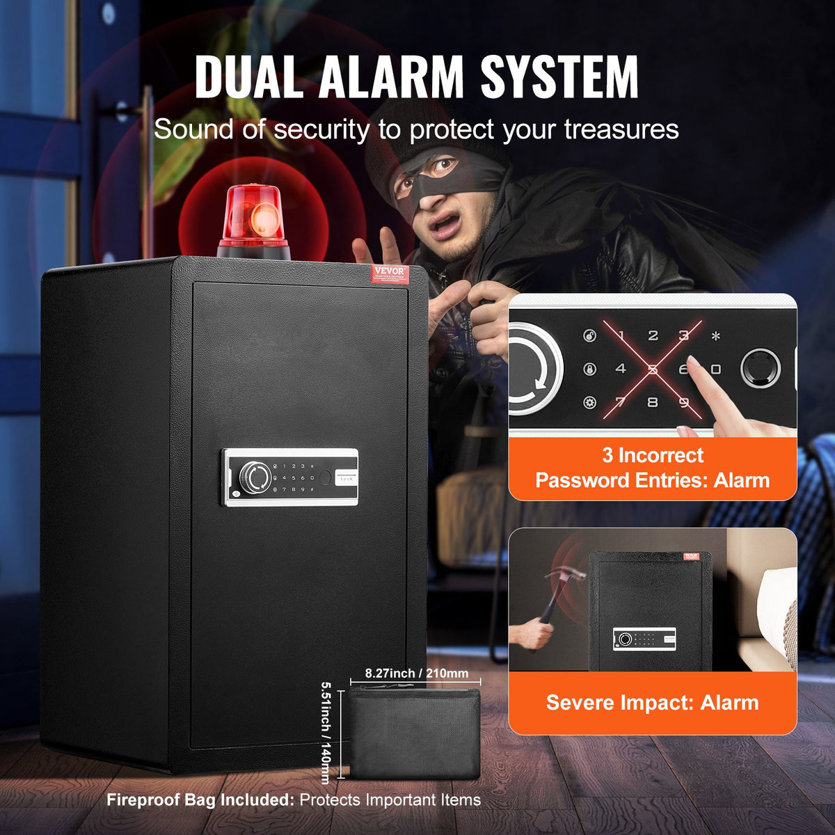 VEVOR Single Door 4.0 cu.ft Safe Box with Key Lock & Password