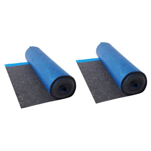 VEVOR Floor Underlayment 37.2 m², 3mm Laminate Flooring Padding with Attached Vapor Barrier, Heavy Duty Fiber+PE Film, Soundproofing & Noise Reduction for Vinyl & Wood Floors(2 Rolls x 18.6 m²)