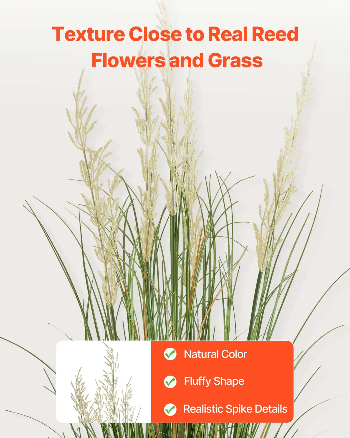 VEVOR Artificial Grass Plant, 2 Pack 1194mm Reed Flower Grass in Pot, Premium PVC Faux Fake Greenery Shrubs Plant for Indoor Outdoor House Home Garden Office Room Décor, Housewarming, Green