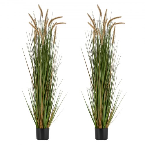 VEVOR Artificial Grass Plant, 2 Pack 1499mm Horsetail Reed Grass in Pot, Premium PVC Faux Fake Greenery Shrubs Plant for Indoor Outdoor House Home Garden Office Room Décor, Housewarming, Green
