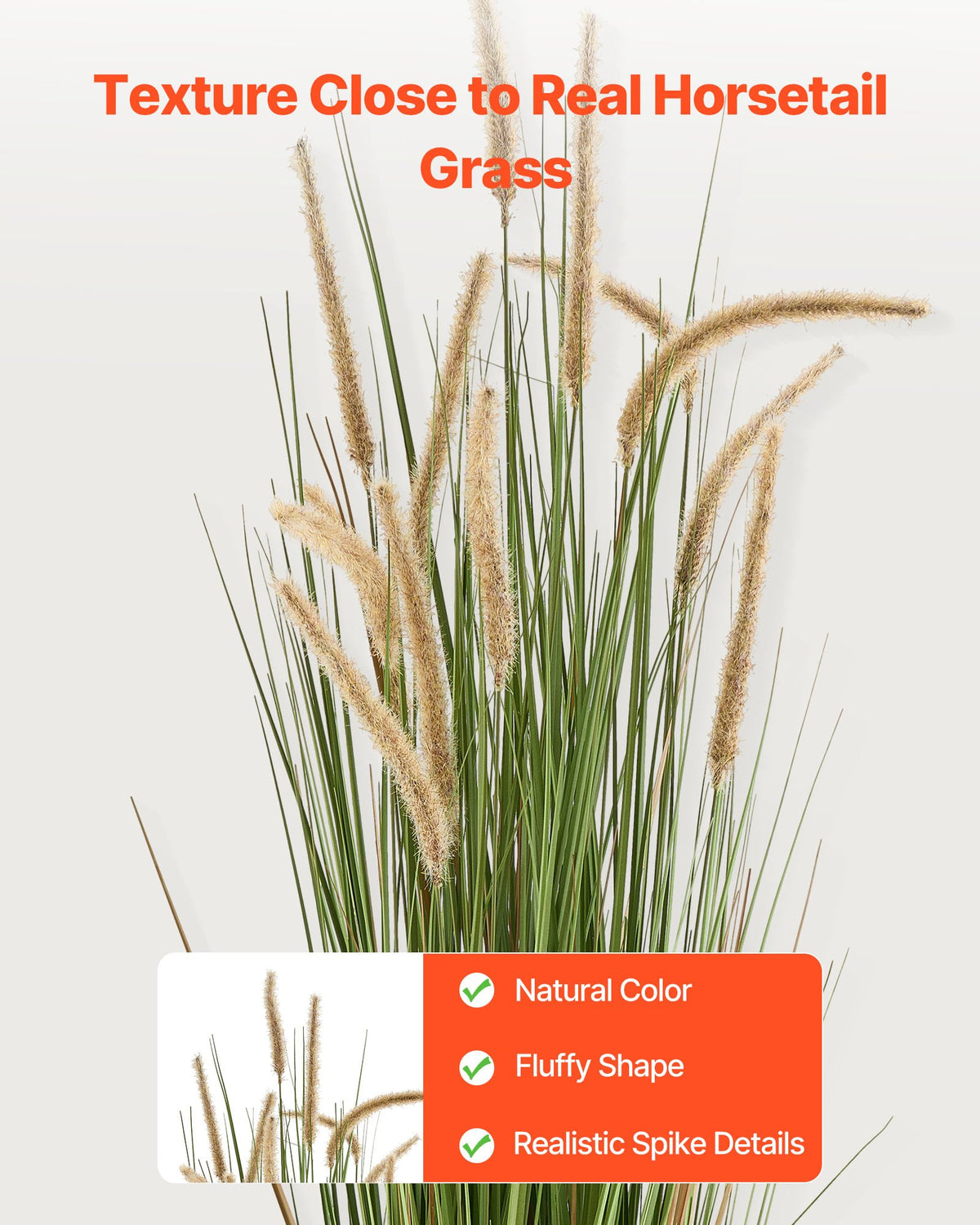 VEVOR Artificial Grass Plant, 2 Pack 1499mm Horsetail Reed Grass in Pot, Premium PVC Faux Fake Greenery Shrubs Plant for Indoor Outdoor House Home Garden Office Room Décor, Housewarming, Green