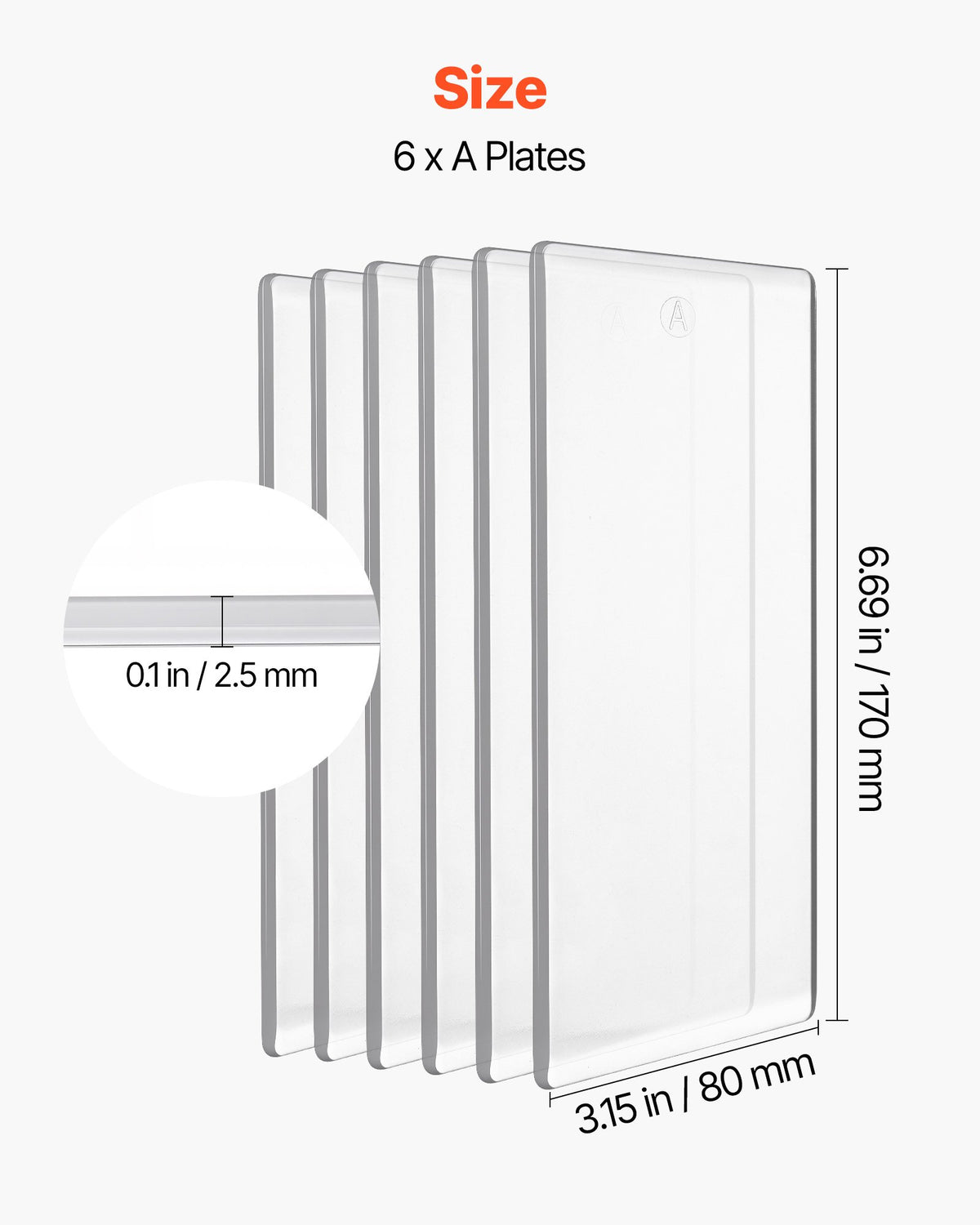 VEVOR Cutting Plates, 6 Pcs, 170 x 80 x 2.5 mm, Clear Polycarbonate Material, Die Cut Pads Compatible with VEVOR Die Cutting and Embossing Machine KM-1830, for Scrapbooking and Card Making