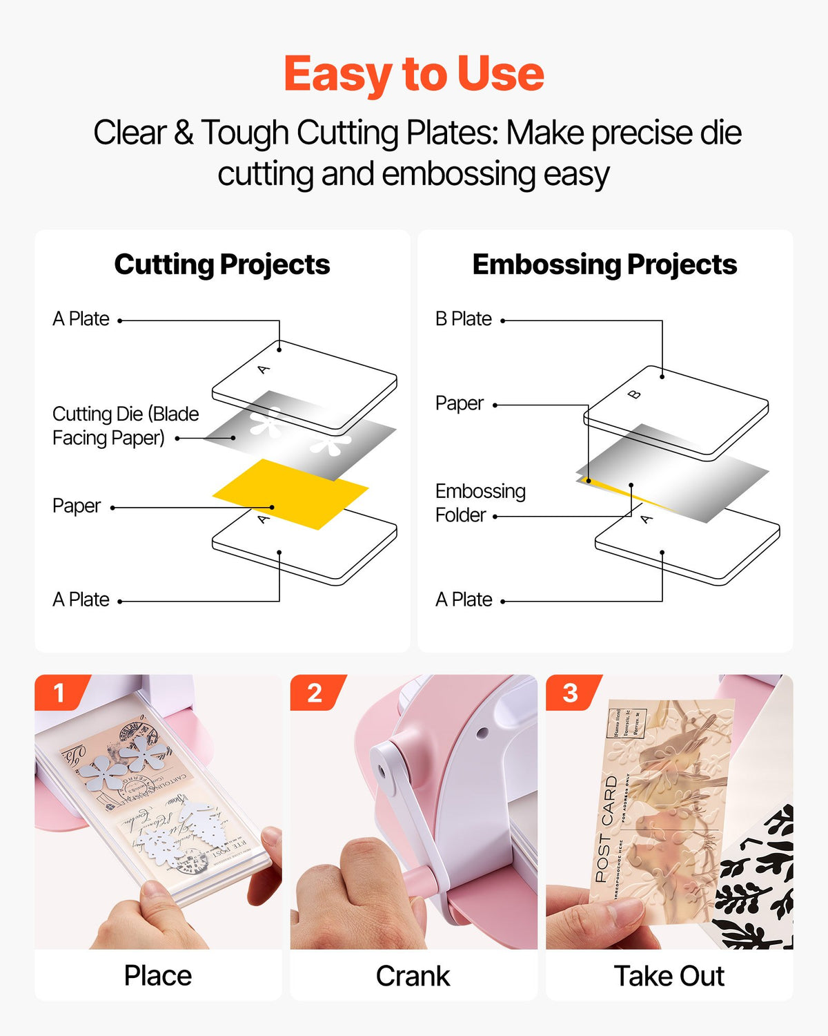 VEVOR Cutting Plates, 6 Pcs, 170 x 80 x 2.5 mm, Clear Polycarbonate Material, Die Cut Pads Compatible with VEVOR Die Cutting and Embossing Machine KM-1830, for Scrapbooking and Card Making