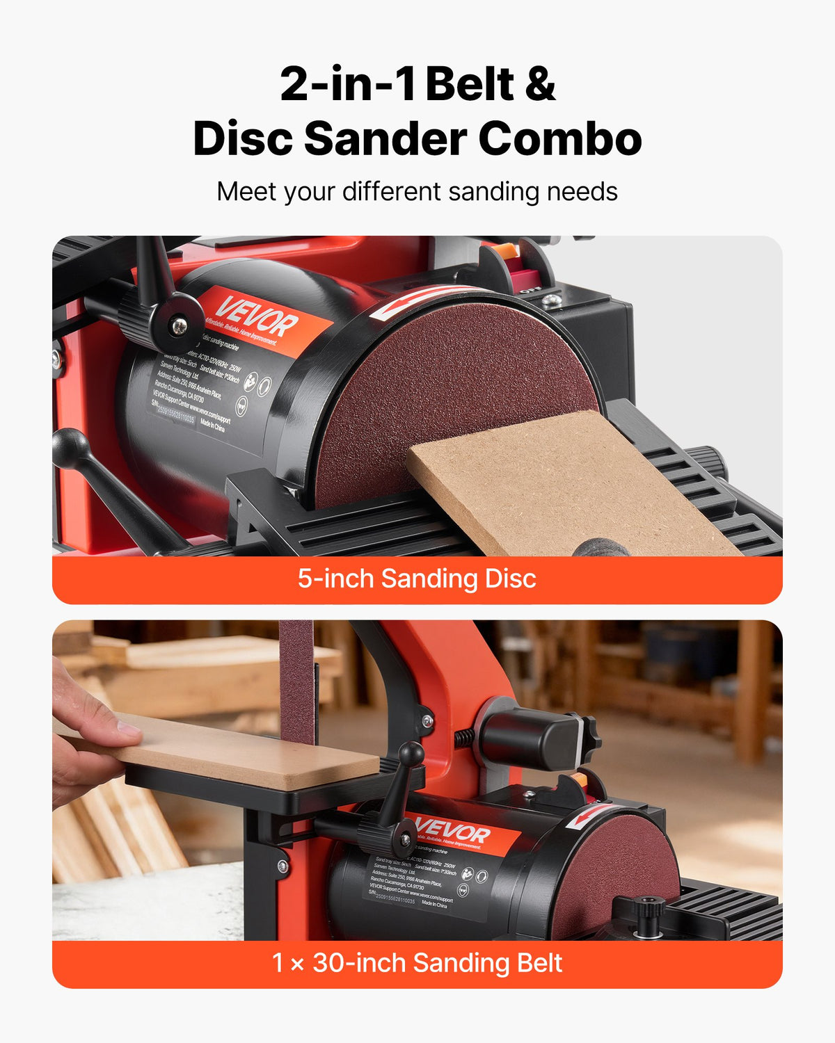 VEVOR 125mm Disc Sander & 25mm x 762mm Belt Sander