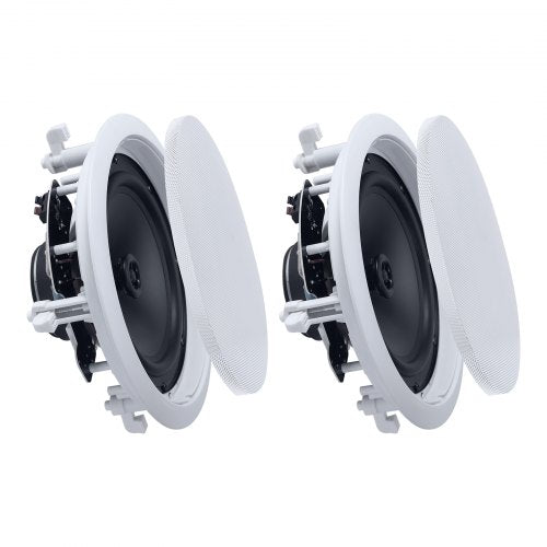 VEVOR In Ceiling Speakers, 203.2 mm, In-Ceiling & In-Wall Speaker System, Hi-Fi Sound, 150W Peak, 2-Way Flush Mount Speakers, for Damp Humid Placement, Home Theater, Living Room, Covered Patio, 1 Pair