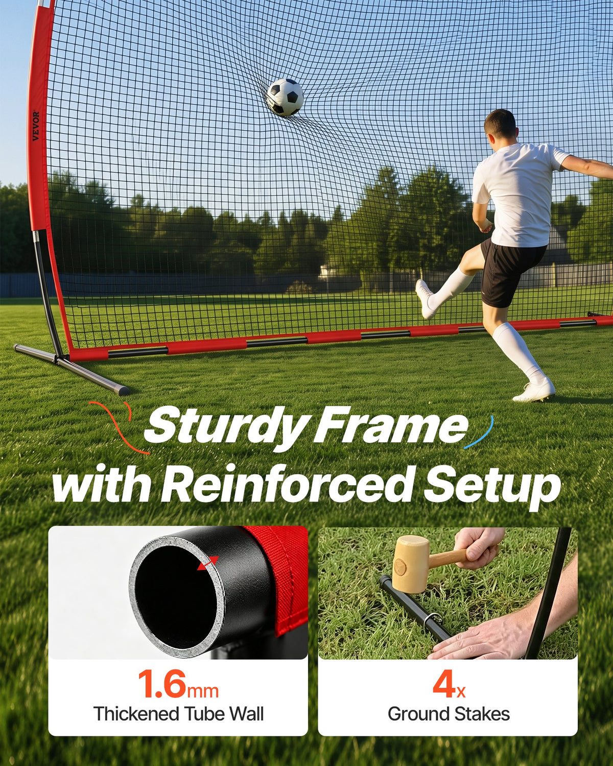 VEVOR Barricade Backstop Net, 20x10 ft Ball Sports Barrier Netting, Portable Practice Equipment with Carry Bag, Protection Screen for Baseball Softball Lacrosse Soccer Hockey Training, for Backyard