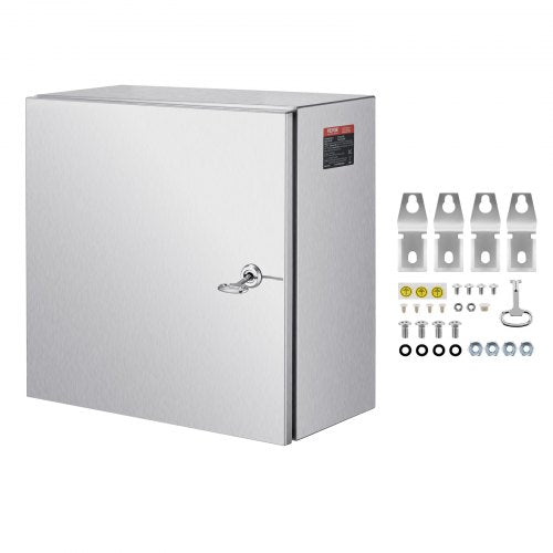 VEVOR NEMA Stainless Steel Enclosure, 300 x 300 x 200 mm NEMA 4X Steel Electrical Box, IP66 Waterproof & Dustproof, Outdoor/Indoor Electrical Junction Box, with Mounting Plate